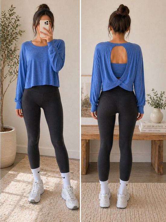 Sundry Tops - Sundry Open Back Crossover Tee | Size S | Blue